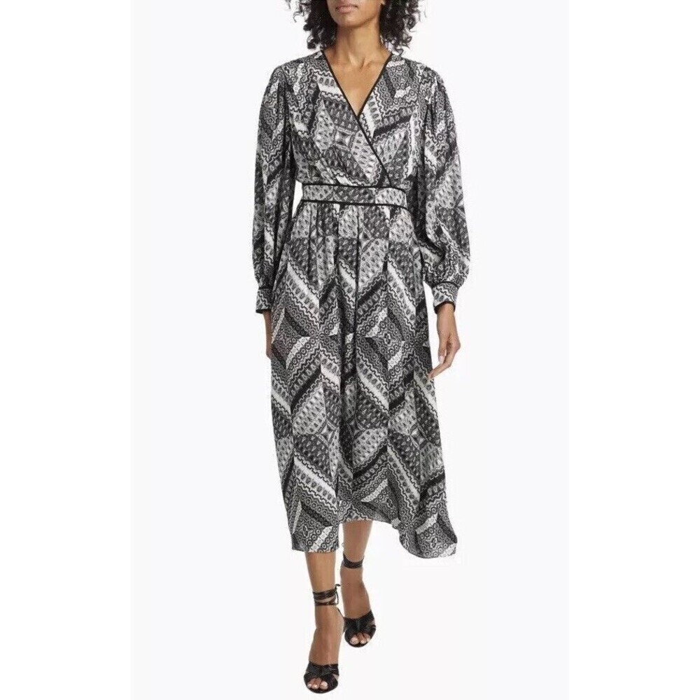 NWT ELIE TAHARI The Caelan Printed Silk Midi Dress Sz 8 MSPR $595